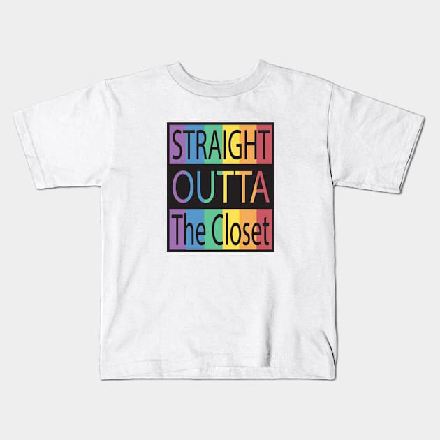 Straight Outta The Closet Cute Rainbow Tee Gay Pride Kids T-Shirt by geekspeaker